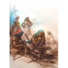 Ali Abbas, That Desert life of Sindh, 13 x 19 inch, Watercolor on Paper, Figurative Painting-AC-AAB-292